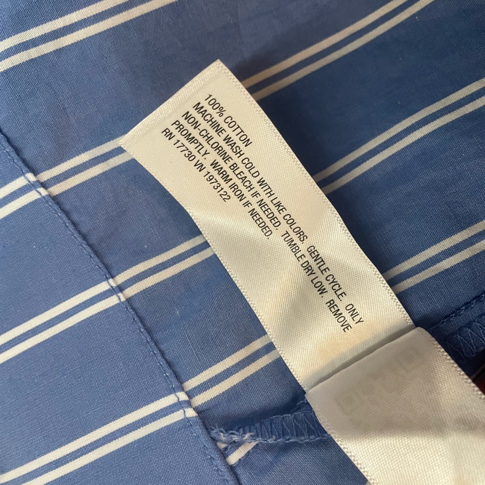 Universal Thread Blue Striped Button-Front Shirt Dress with Tie Waist - Picture 5 of 6